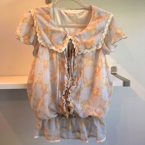 Liz Lisa Blue Floral Chiffon Blouse